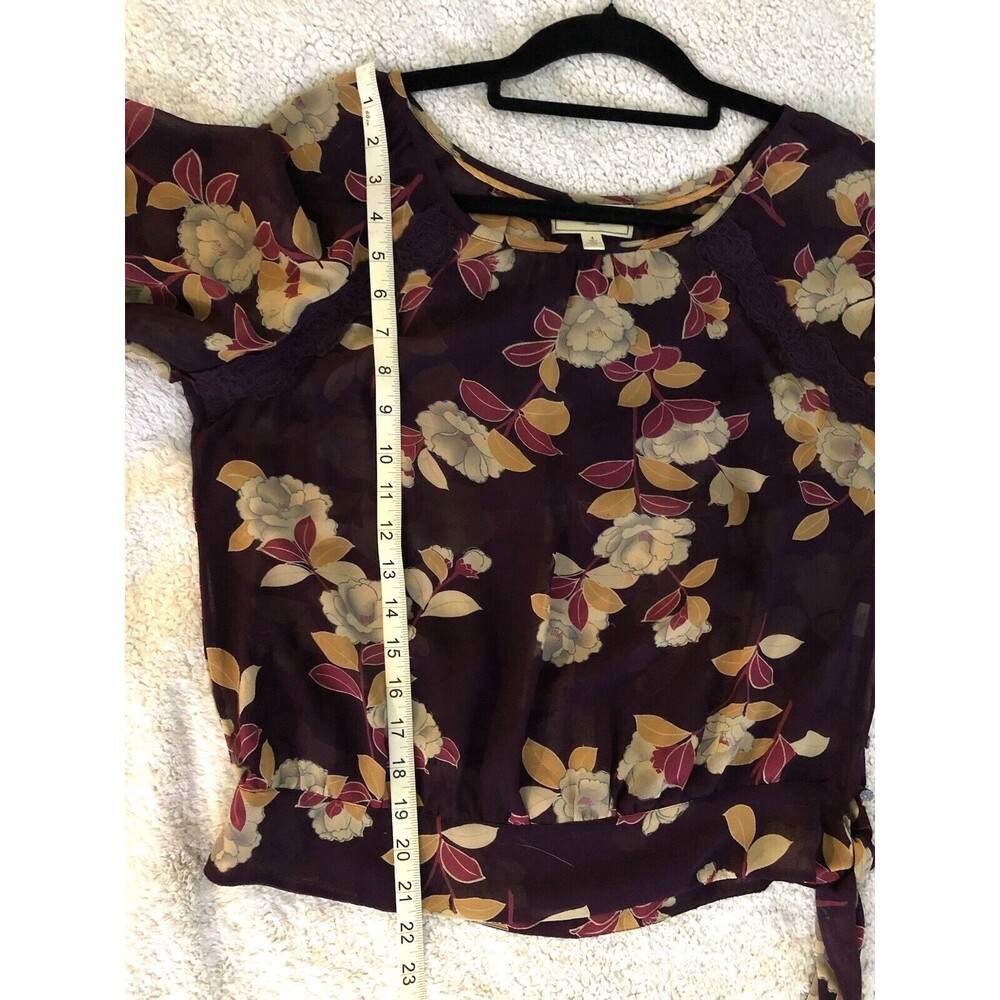Anthropologie Moulinette Soeurs Blouse Womens 4 Sheer Floral Silk 3/4 Sleeve - Picture 14 of 15